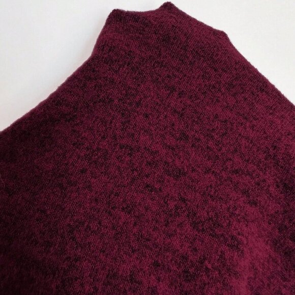 Burgundy Party Women's Fleece Knit Turtleneck Off Shoulder Fitted Dress - Picture 7 of 7
